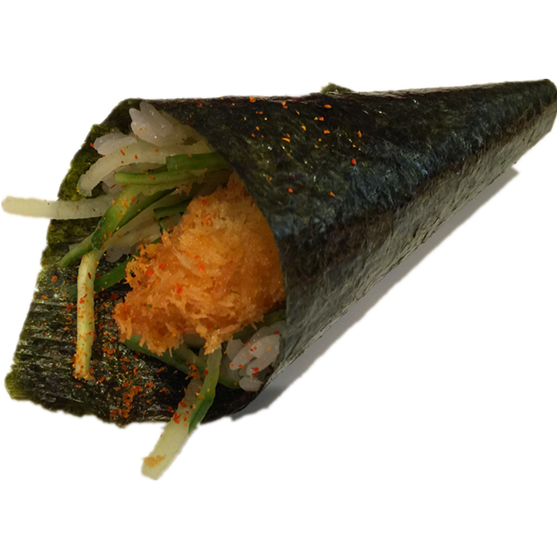 118. Spicy Ebi Furai handroll
