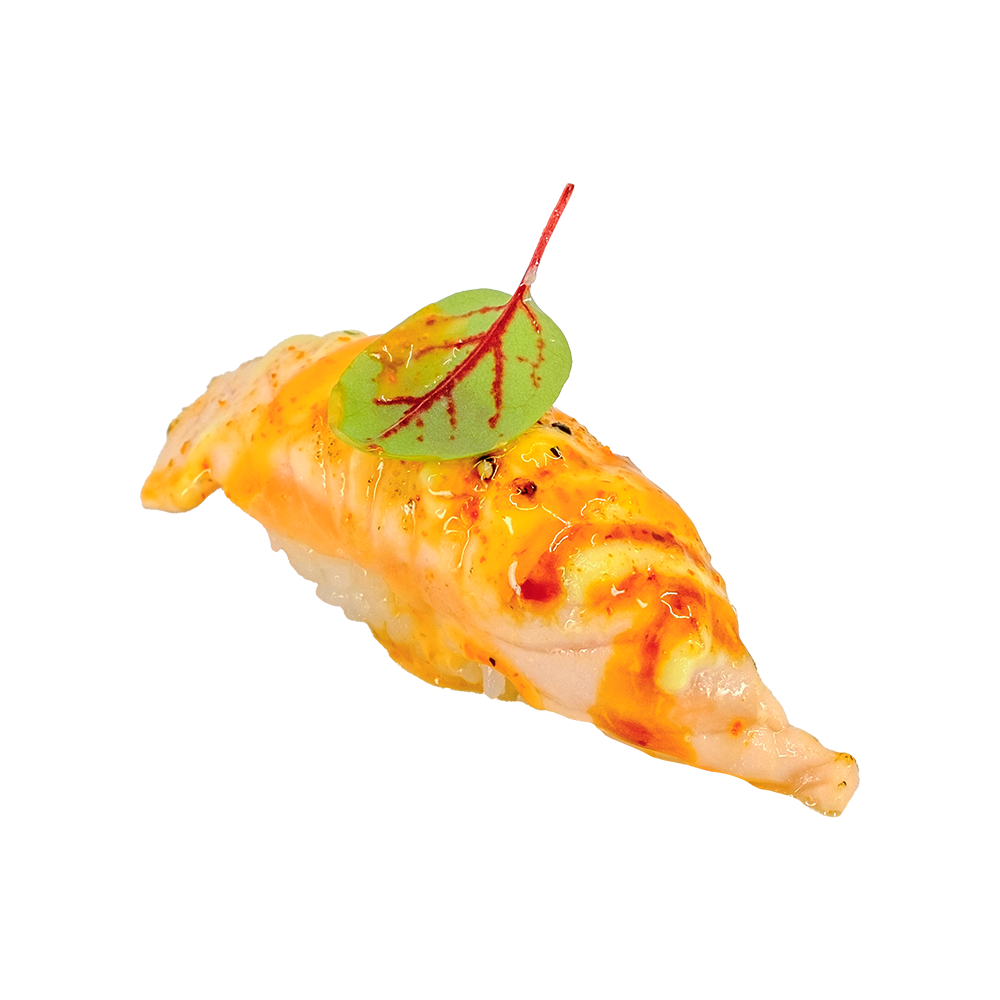 14. Geflambeerde zalm nigiri
